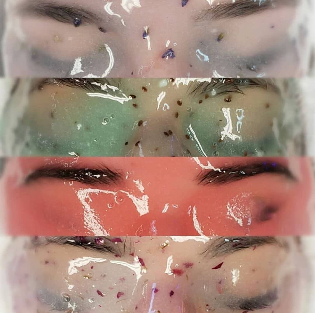 Woman with hydro jelly mask facial