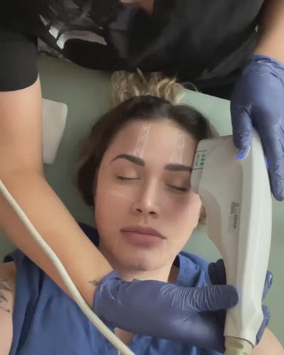 woman getting ultherapy treatment to lift lower face