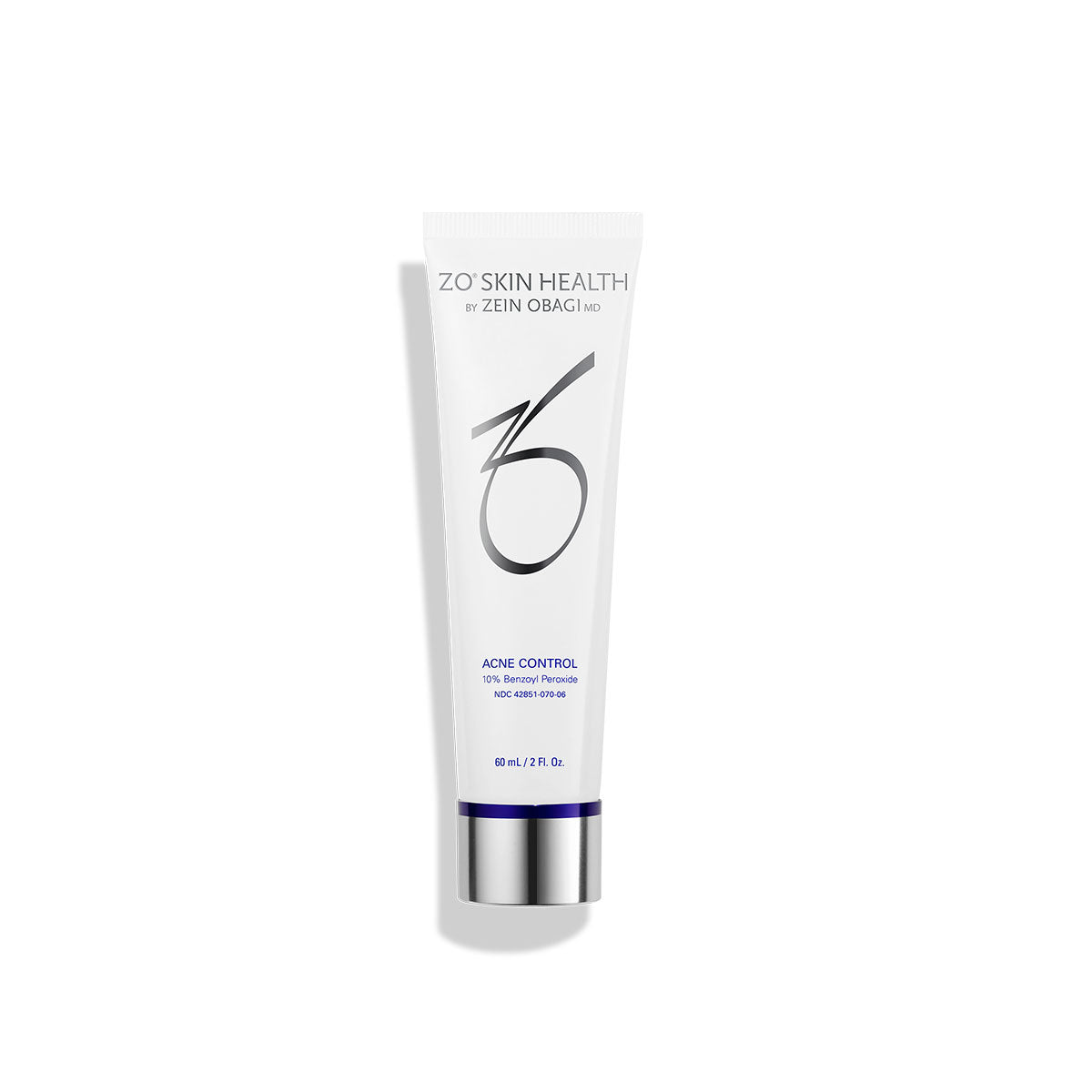 60mL tube of zo skin health acne control cream with 10% benzoyl peroxide blemish treatment cream