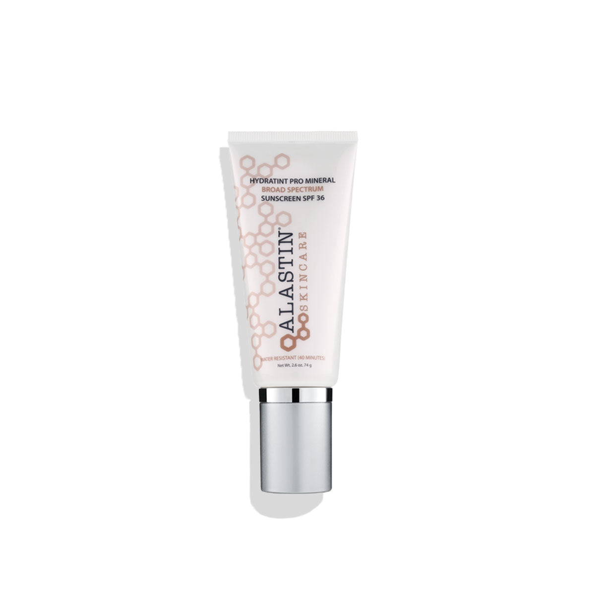 Image of Alastin HydraTint Pro Mineral Sunscreen SPF 36 in a sleek tube, emphasizing its tinted cap and protective properties, set against a neutral background sunscreen moisturizer